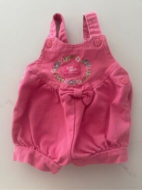 Vintage OshKosh B’gosh Bubble Gum Pink Denim Bubble Floral Embroidered 12 Month